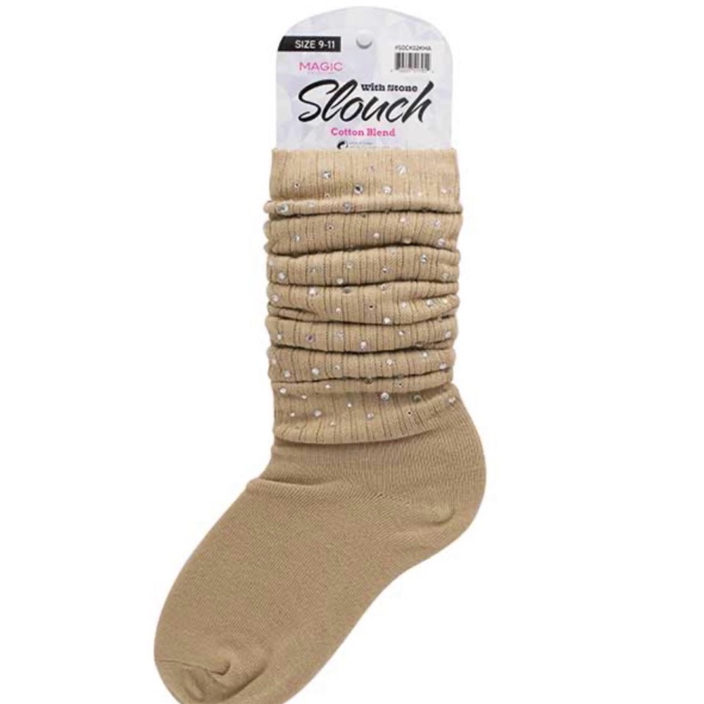 Stone Diamond Slouch Stack Socks - KHAKI